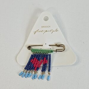 Free People Bead Baby Brooch Pin Multicolor Fringe Beaded Safety Pin NWT Boho